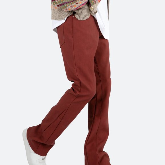 mnml B460 Leather Flare Pants - Burgundy Size 31 - Picture 2 of 3